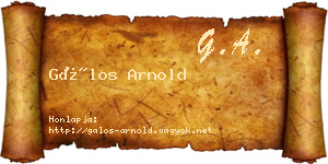 Gálos Arnold névjegykártya